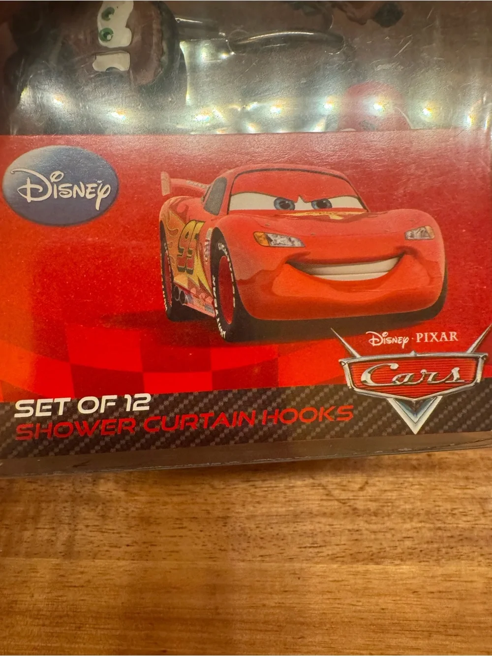 Disney Cars Themed Shower Curtain Hooks with Red, Blue, Brown Characters